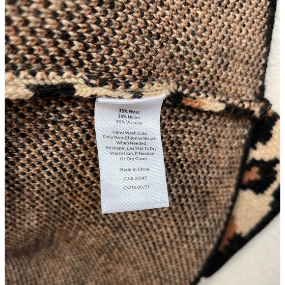 Talbots Leopard Cardigan Knit Blazer Size XS Wool Blend Tan NEW - Picture 6 of 10